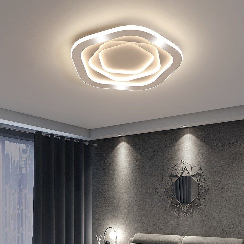 卧室灯简约现代浪漫房间灯北欧白色玫瑰花客厅主灯2023新款吸顶灯