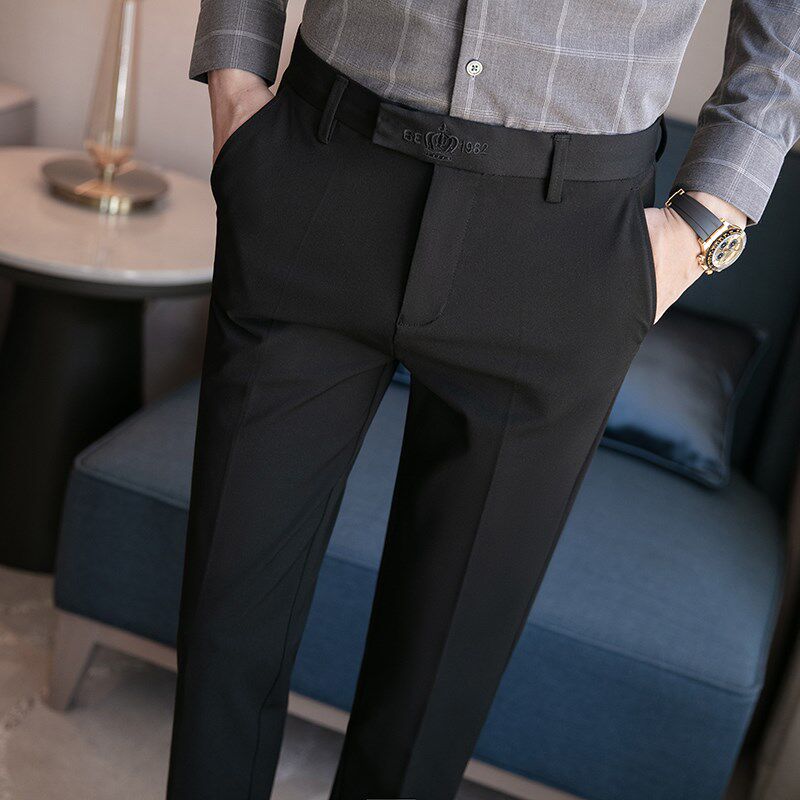 高级感西裤男九分修身小脚2024夏装休闲裤子男轻商务上班西装裤男