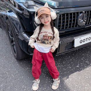 网红女童秋装套装2023新款炸街工装裤儿童套装秋季女宝宝洋派时髦