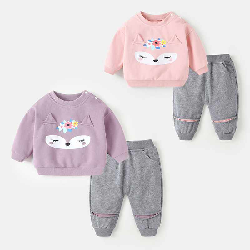 婴儿宝宝两件套装秋1-3岁女儿童衣服外穿幼儿网红春秋小女童洋气