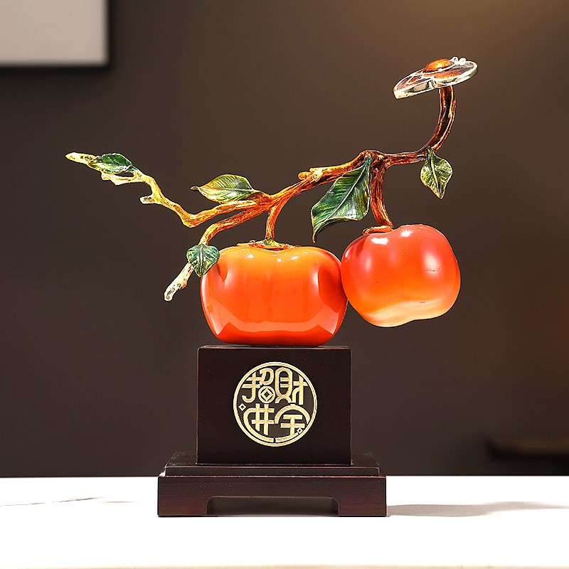 柿柿事事如意柿子摆件客厅玄关酒柜装饰送领导搬新家乔迁之喜礼品