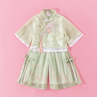 汉服女童夏季2025新款小女孩新中式套装儿童古装中国风夏装两件套