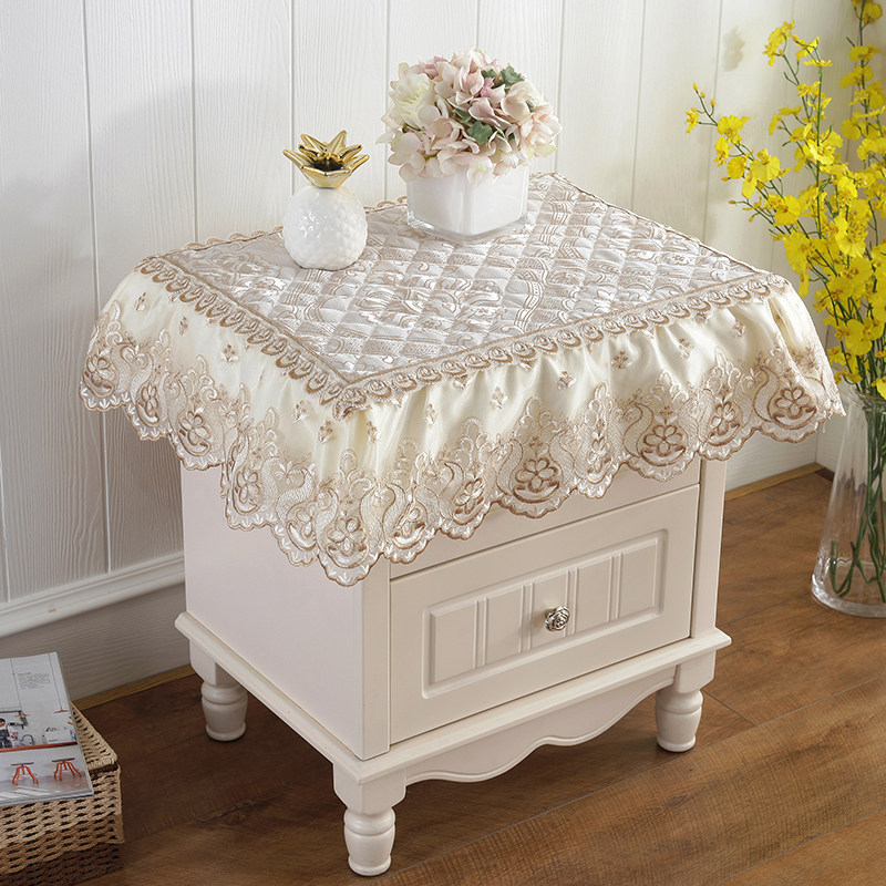卧室床头柜盖布防尘盖巾欧式公主蕾丝花边洗衣机冰箱微波炉防尘罩