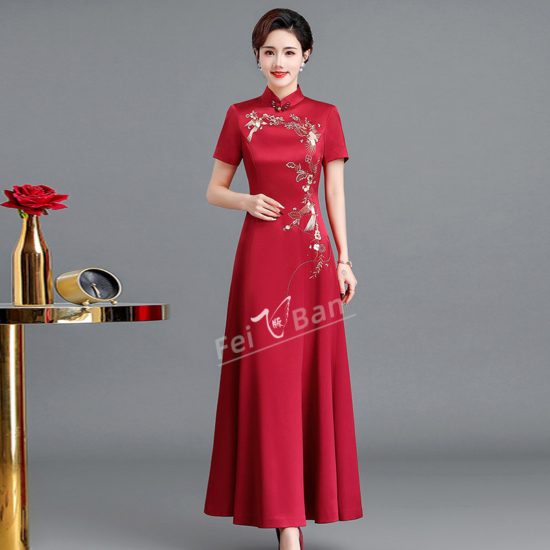 高端婚礼妈妈礼服春夏装喜婆婆婚宴装丈母娘敬酒服改良鱼尾旗袍裙