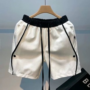 美式 排扣休闲短裤 潮牌宽松透气五分裤 薄款 高街运动篮球五分 男夏季