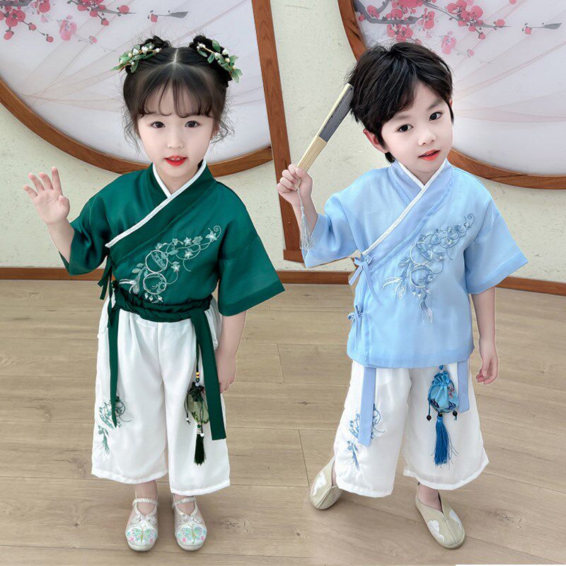 汉服男童夏季古装国学套装男宝宝周岁礼服儿童唐装小男孩国风夏装