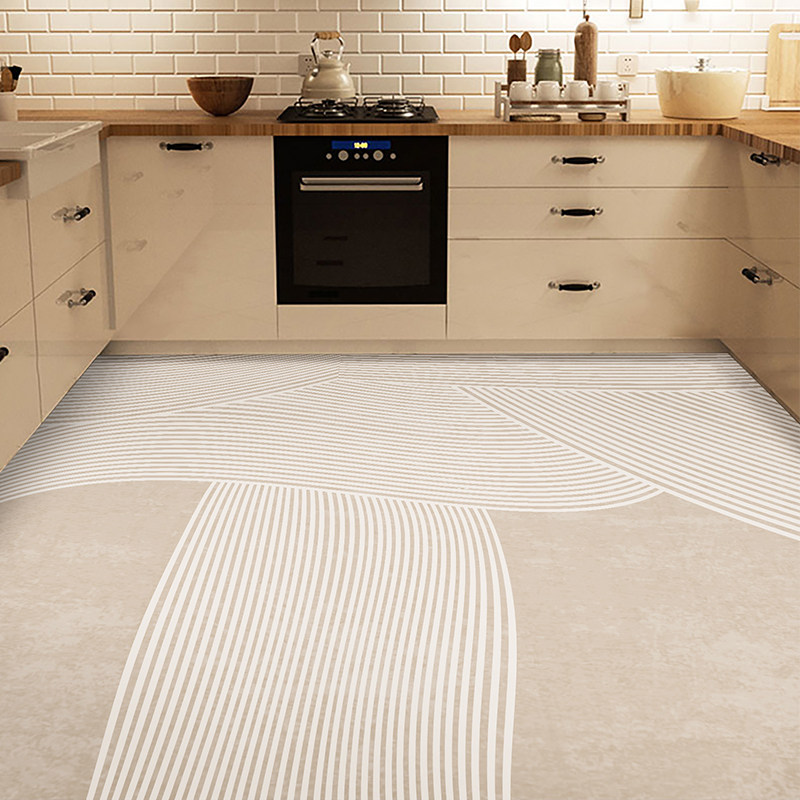 厨房地垫防滑防油可擦免洗pvc防水耐脏奶油风满铺垫专用防滑地毯