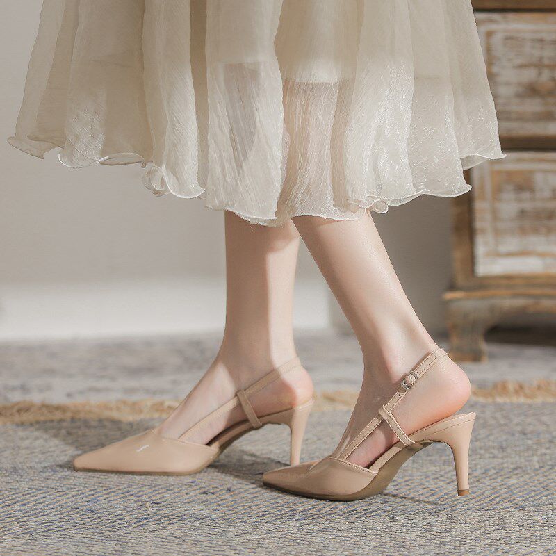 裸色高跟鞋女细跟2024新w款夏季高级感气质百搭尖头职业不累脚单