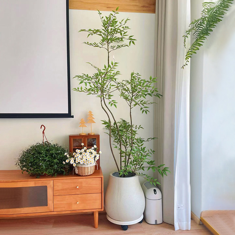 森空间仿真绿植南天竹装饰植物室内客厅阳台摆件原木风格落地假树