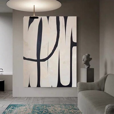 纯手绘《放逐》侘寂风装饰画极简风立体肌理客厅油画玄关挂画现代