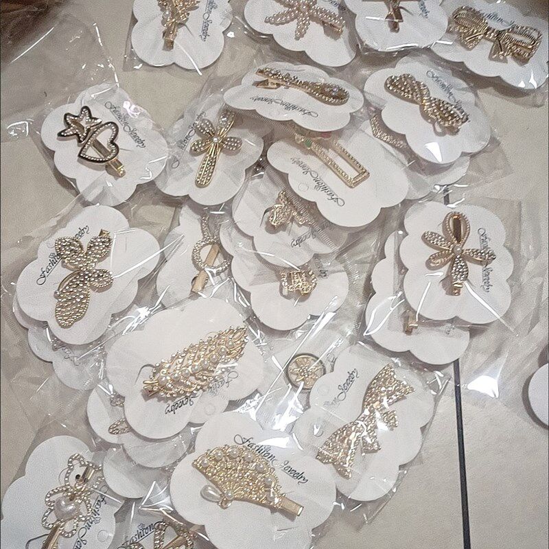 地摊夜市称斤饰品发饰日韩网红发夹时尚珍珠水晶一字夹刘海夹