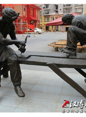 传统工艺木匠人物雕塑民俗小品雕塑玻璃钢仿铜雕塑公园景观雕塑