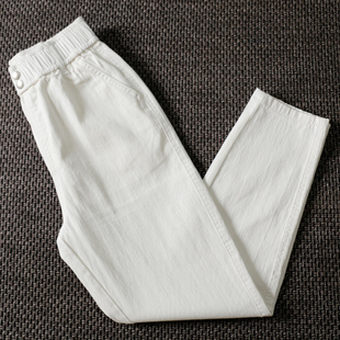 新款夏季薄款牛仔裤女高腰显瘦小脚九分萝卜春秋2021年白色哈伦裤