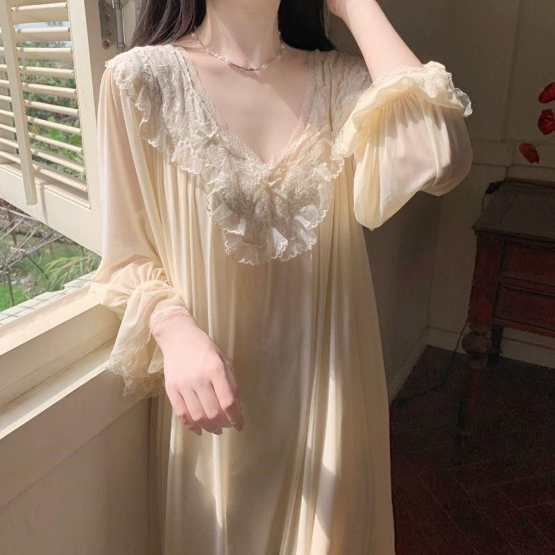 宽松大码胖mm300斤法式宫廷甜美睡裙薄款睡衣女夏季200长款家居服