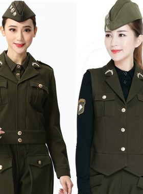 正品水兵舞服装女列宁装水冰舞短外套春秋冬套装列宁服军绿色演出