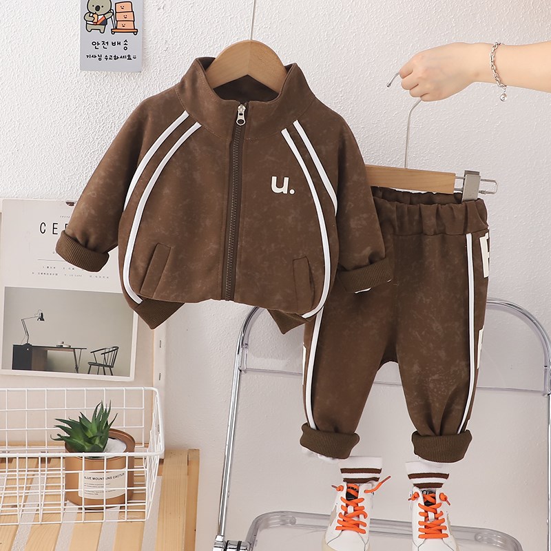 婴儿衣服2024新款春秋季时尚开衫棒球服两件套八个月男女宝宝秋装