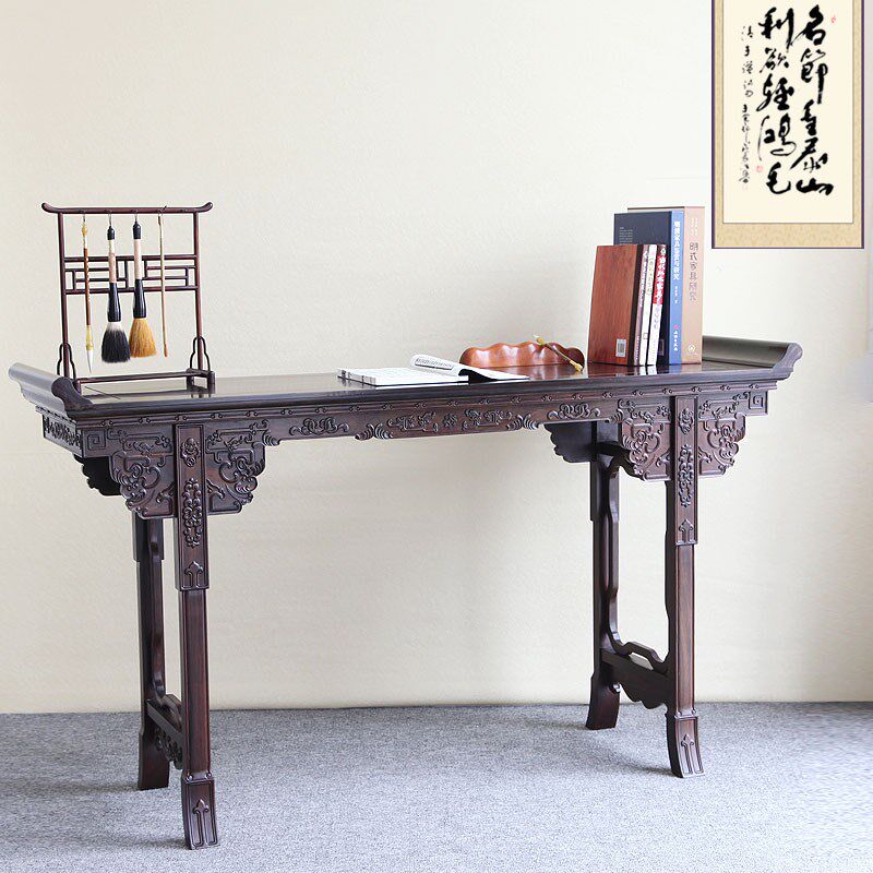 红木条案 古典贡桌黑檀木画桌中式供桌实木几案翘头X几玄关长条桌