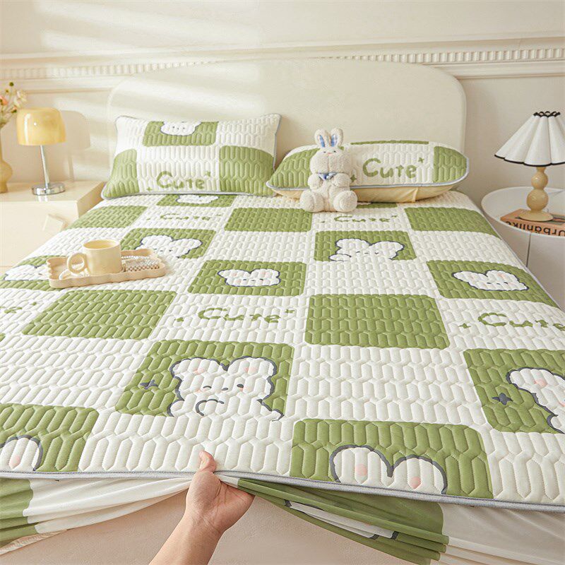 A类乳胶凉席床笠单件夏季冰丝床垫保护罩三件套可机洗折叠空调席3