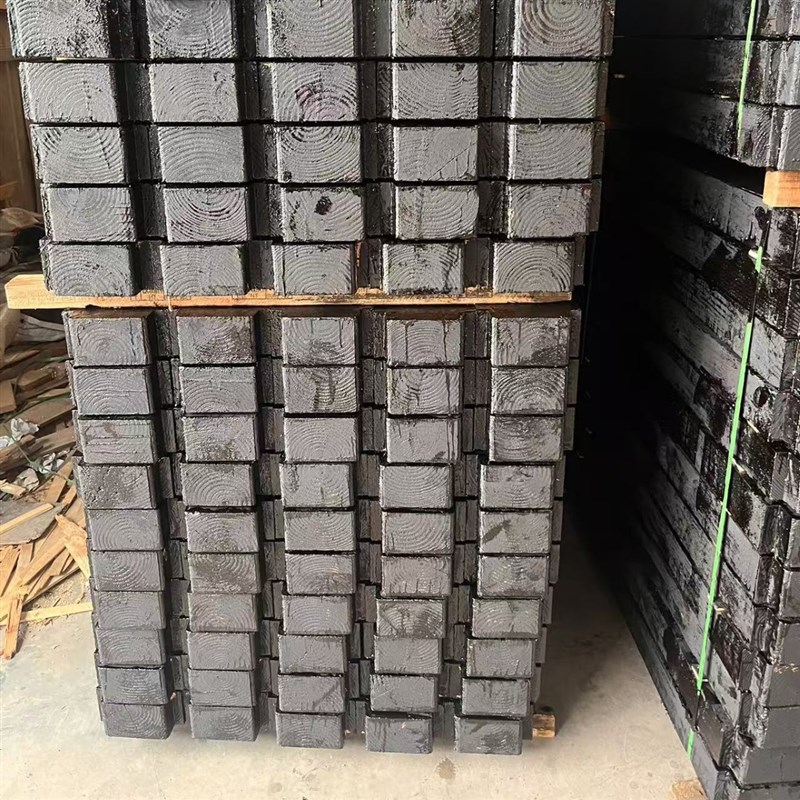 油浸枕木高温高压防腐木垫木矿用沥青吊车垫木原木定制轨道铁路