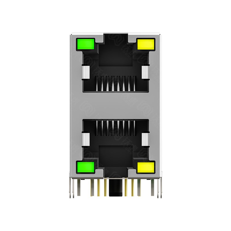 SYT21Q042AB2A2D057 RJ45千兆插座带灯 2x1双层两口网卡接口