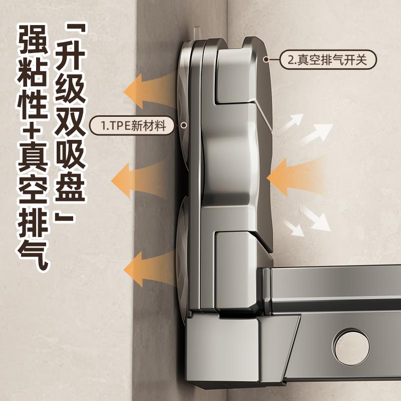 优勤吸盘折叠晾衣架伸缩晾衣杆免打孔室内家用阳台晒被子晾衣神器图片