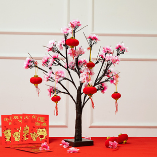 元 扮用品 旦新年春节装 饰品发光创意桃花树室内桌面柜台春节布置装