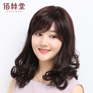 假发女长发全头套式自然长卷发气质减龄新款斜刘海发套化疗假发套