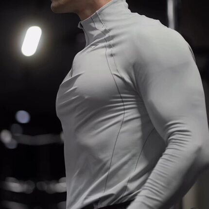 GYMSHARK Apex Seamless 1/4拉链速干运动T恤男立领健身修身长袖