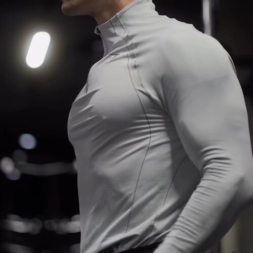 GYMSHARK Apex Seamless 1/4拉链速干运动T恤男立领健身修身长袖