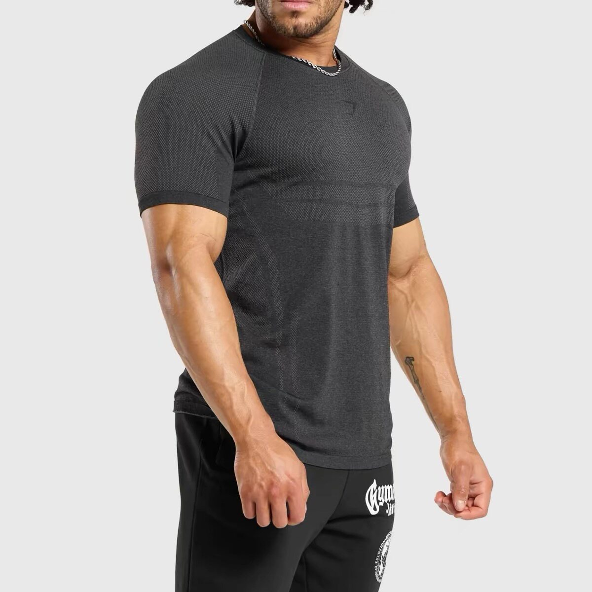 Gymshark elite无缝短袖男子运动健身高弹速干修身圆领训练t恤
