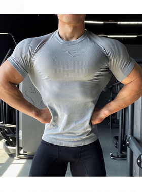 GYMSHARK ONYX2.0超级英雄短袖男3D蜂窝速干健身运动高弹紧身衣