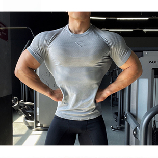 GYMSHARK ONYX2.0超级英雄短袖男3D蜂窝速干健身运动高弹紧身衣