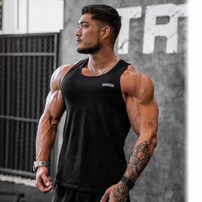 VANQUISH男士ESS系列VQ宽肩带运动背心纯棉健身训练纯色吊带上衣