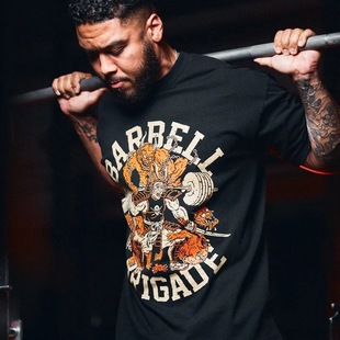 BARBELL新款杠铃印花短袖T恤男士美式运动健身休闲宽松棉质半袖