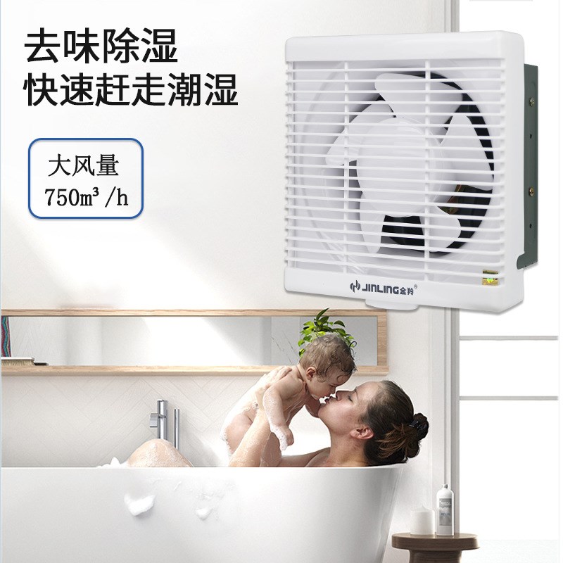金羚10寸排气扇金属百叶窗带网 厨房家用静音换气扇APB25-5-30HJ1