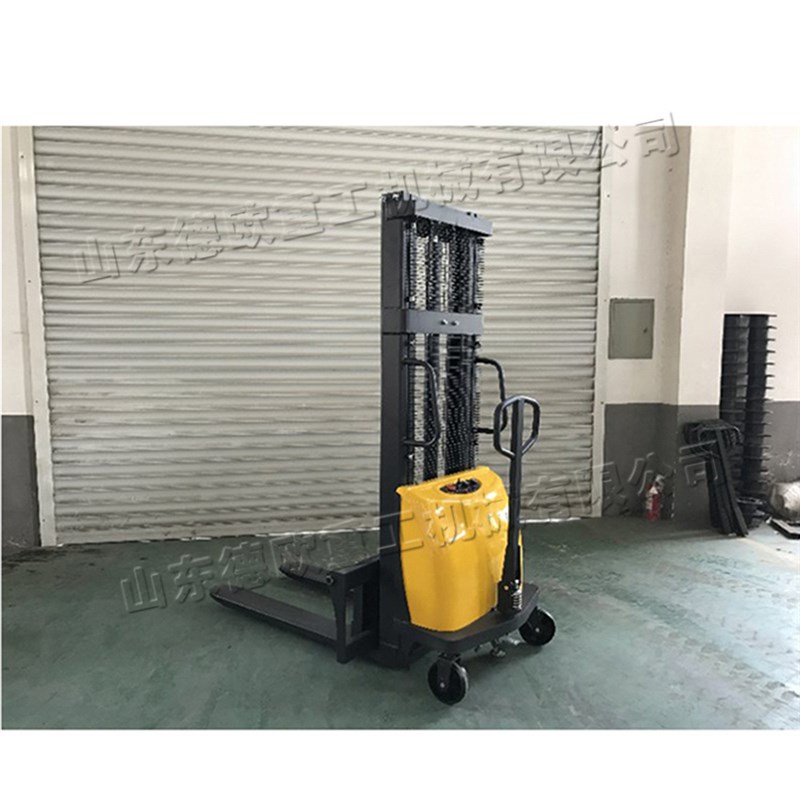 小型液压电动堆高车 仓库车间手推式升高车 半自动装卸托盘式叉车