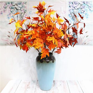 4叉 红色 枫树枝 仿真   婚庆软装工程商业美陈设计红枫叶