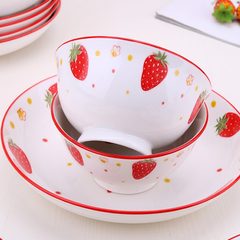 碗碟套装日式家用2人6组合情侣陶瓷碗可爱少女心餐具吃饭碗盘草莓
