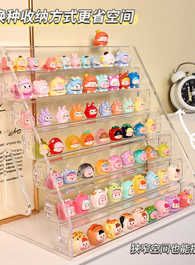 盲盒展示架收纳多层透明阶梯架盲盒玩具卡通摆件陈列架萌粒手办柜