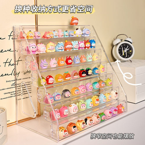 盲盒展示架收纳多层透明阶梯架
