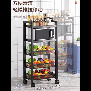 不锈钢厨房置物架落地多层家用浴室小推车蔬菜篮收纳架子用品大全