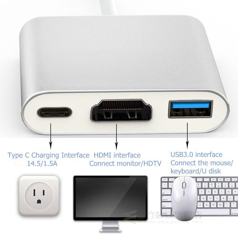 Type-C Thunderbolt 3 to HDMI 4K Ethernet Lan USSB C 3.0 Adap