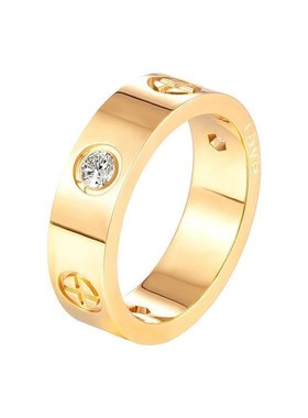rendy Stainless Steeql Rose Gold Color Love Ring for Women M