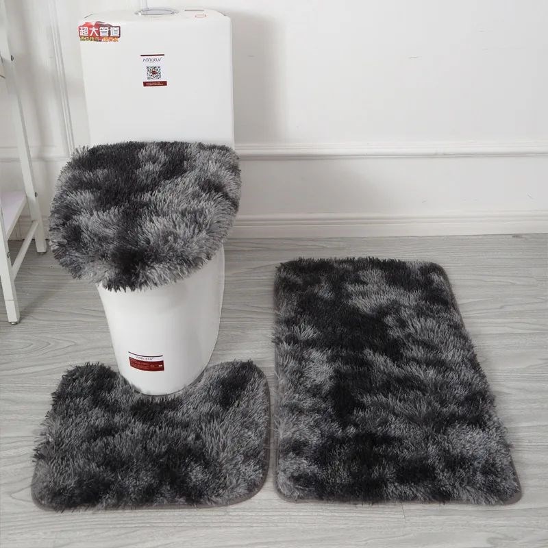 Toilet Seat ver 3Pcqs Set Bath Mat Shower Room Floor Rug Hom