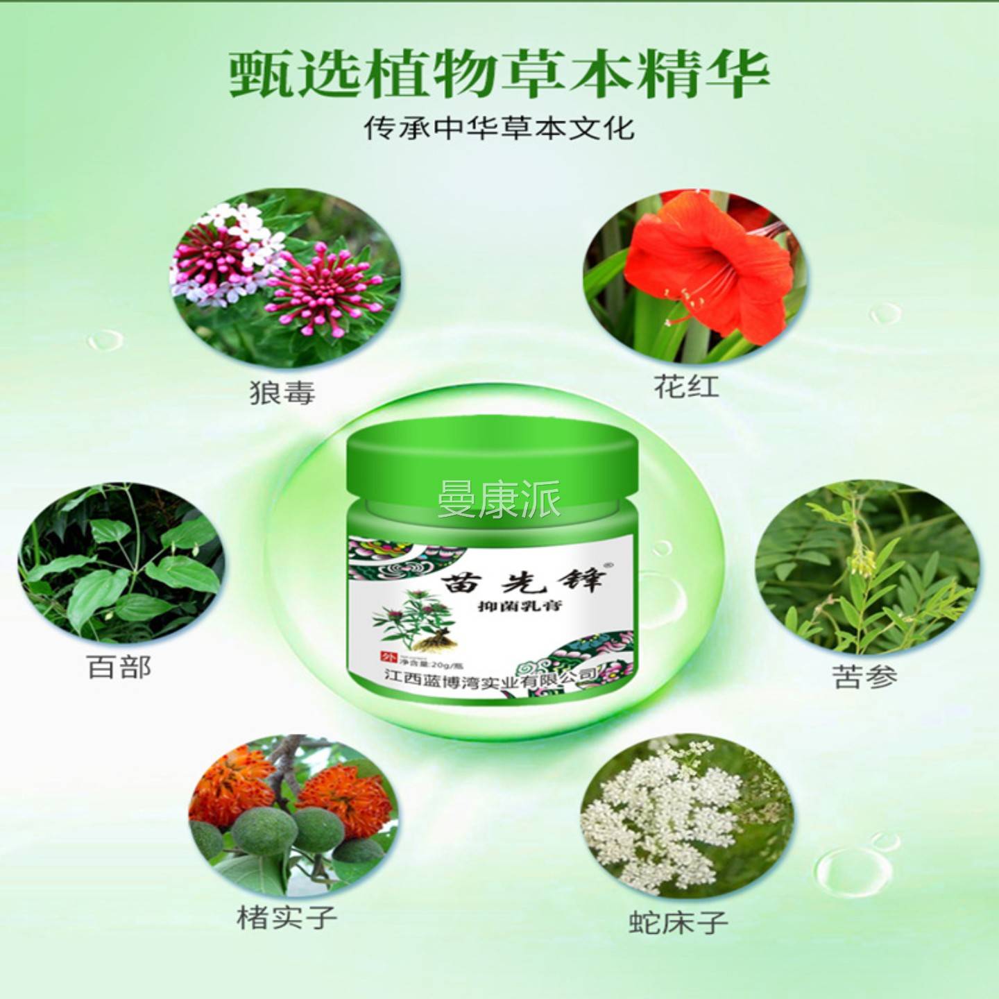 苗先锋毒清抑湿菌乳外膏20g正JYO品皮肤干燥瘙痒草本萃取用软膏