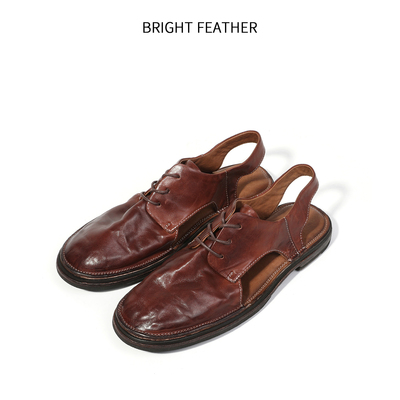 水洗马皮罗马凉鞋男意大利纯手工