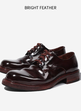 马臀皮德比鞋男固特异意大利手工复古做旧商务正装鞋春季休闲皮鞋