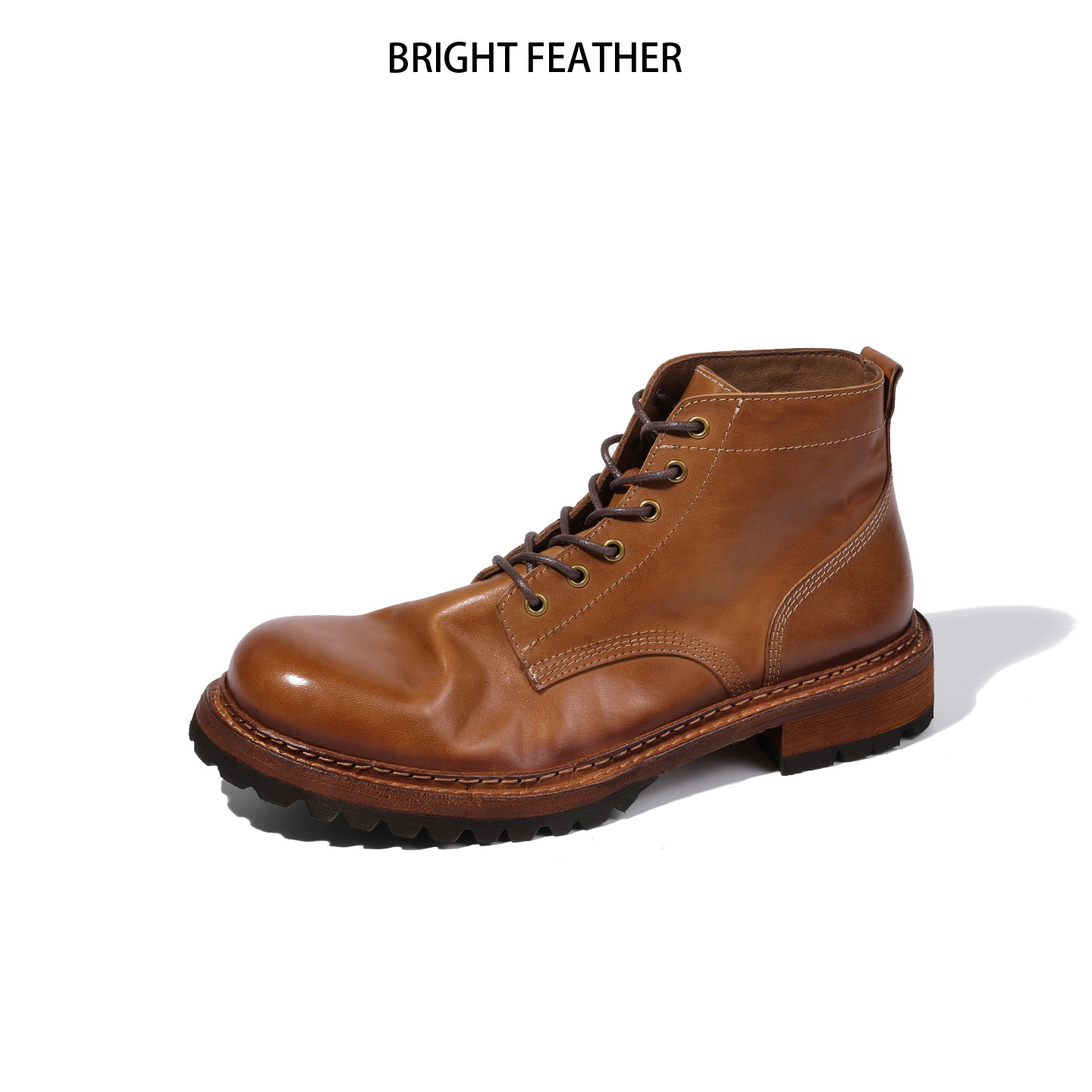 美式大头工装靴男马皮短靴