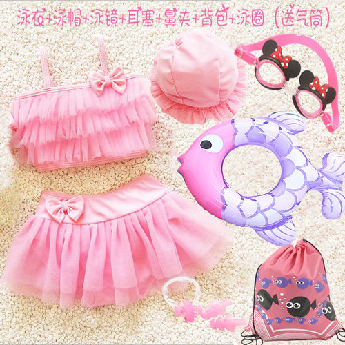 幼儿童游泳衣女孩分体n裙式公主小童宝宝比基尼可爱1-9岁6学生泳