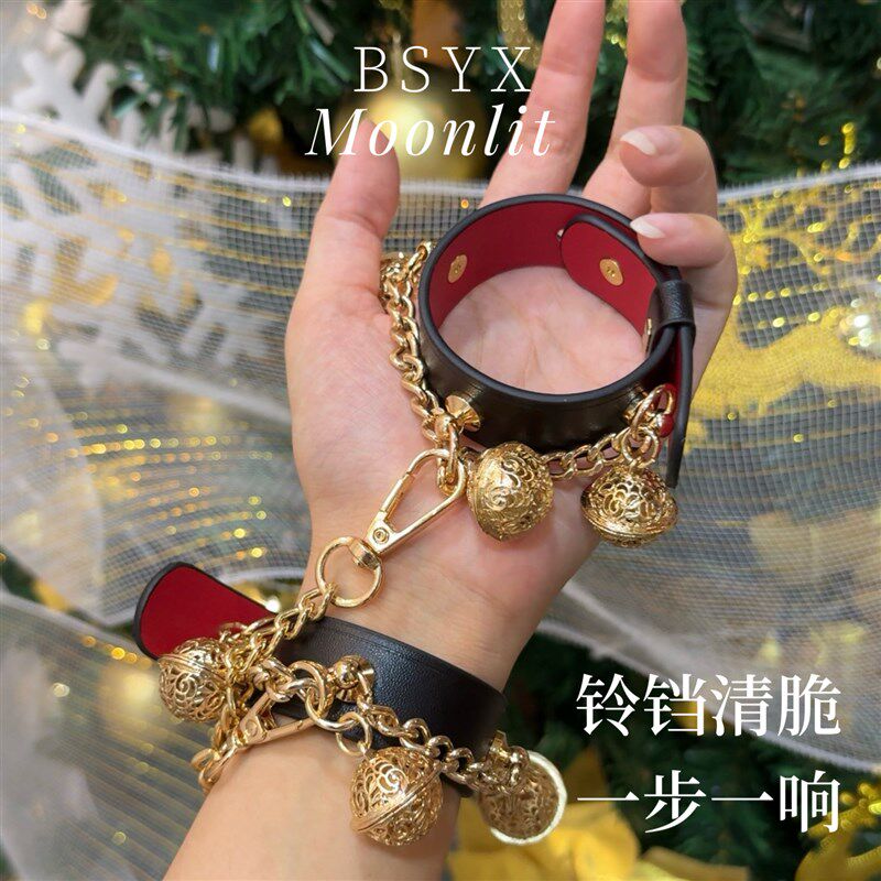 高端定制铃铛项圈颈环脖圈手环脚N环黑含链手链脚链